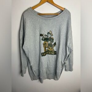 Terra & Sky Vanderbilt Plus Size 1X graphic print Hi-Low Sweatshirt oatmeal gray